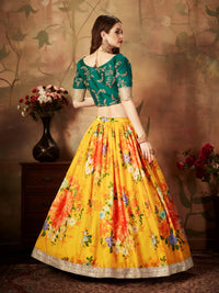 Golden Blossom Organza Lehenga Set