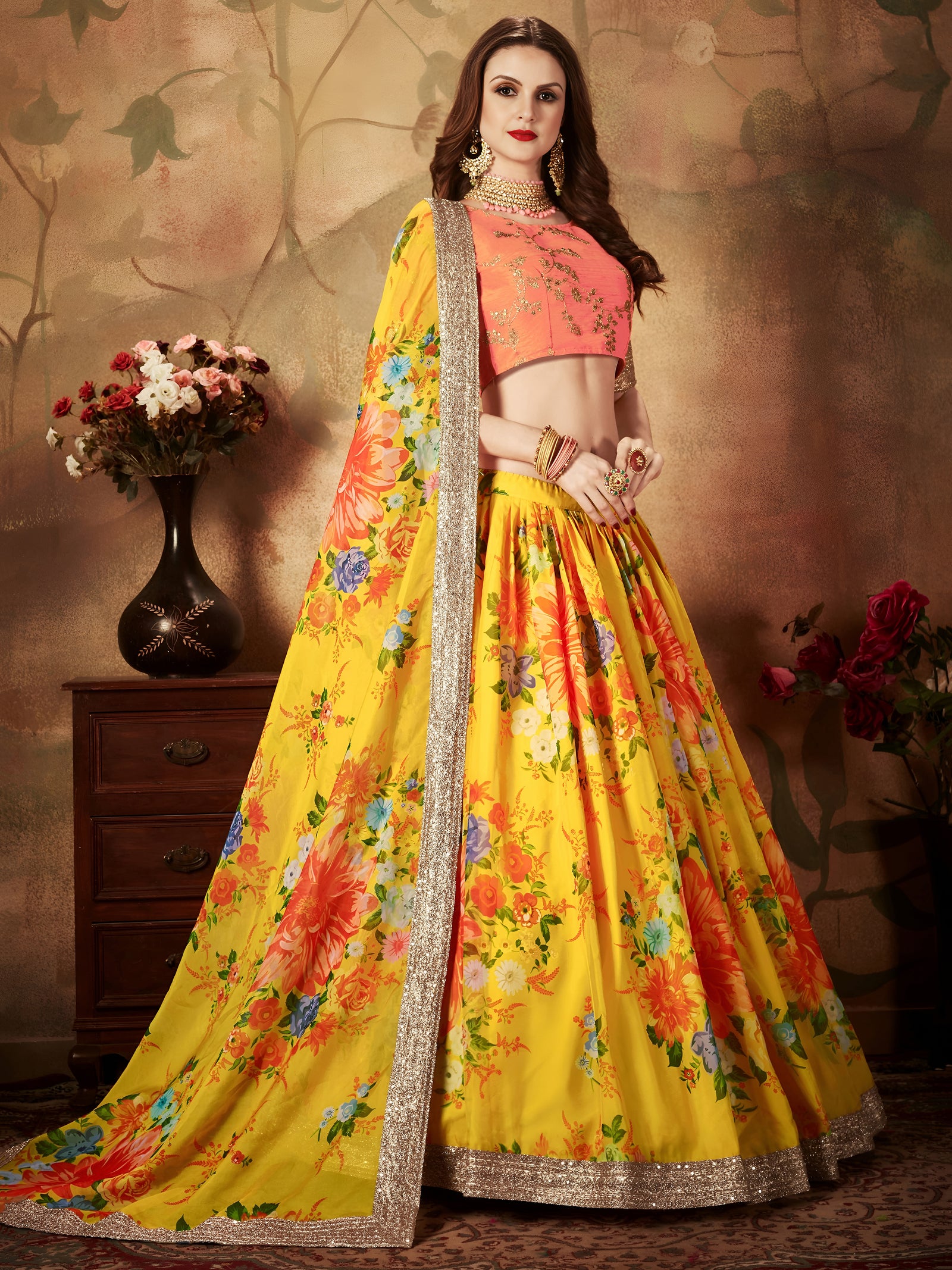 Sunlit Floral Organza Lehenga Set