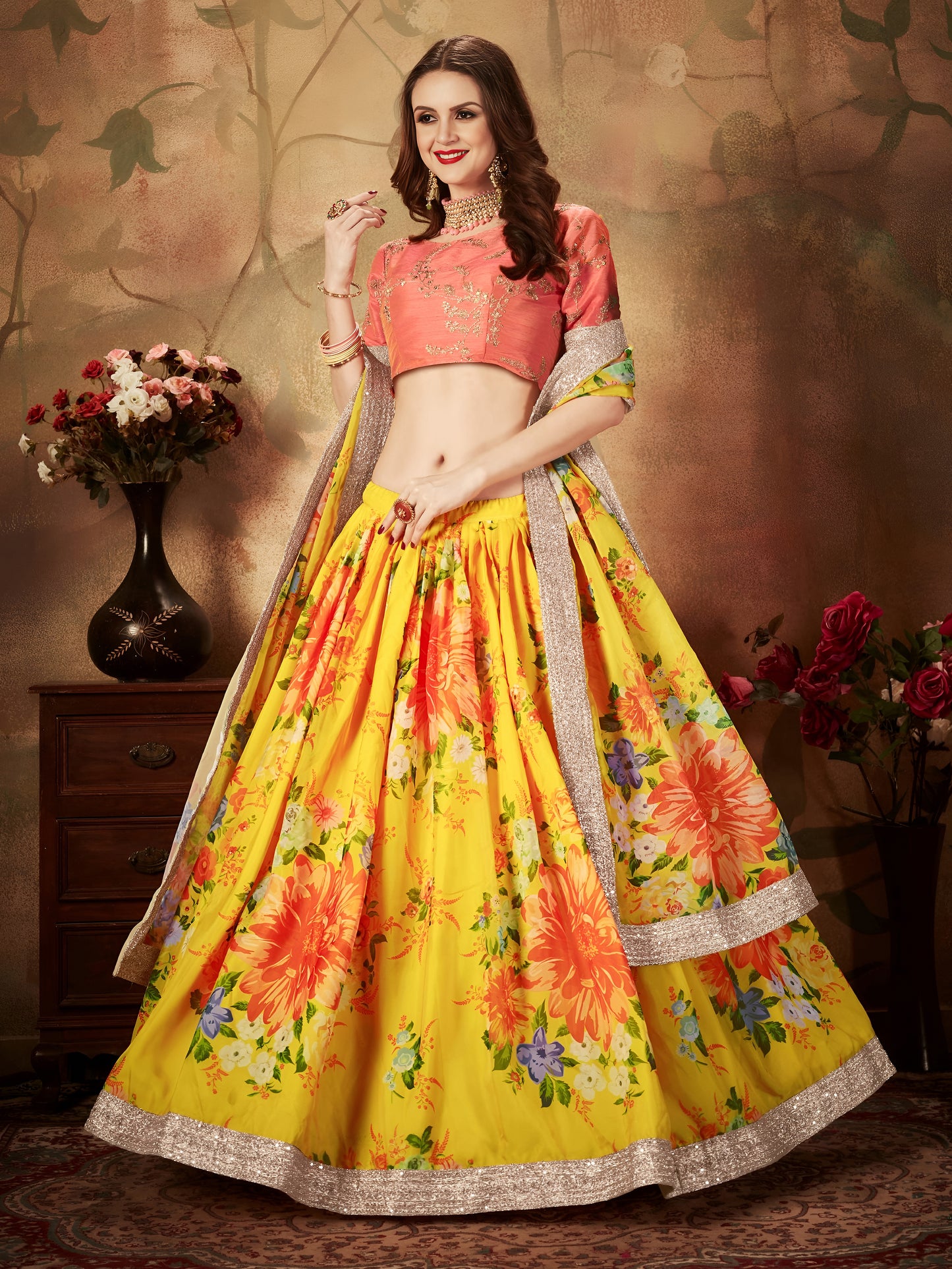 Sunlit Floral Organza Lehenga Set