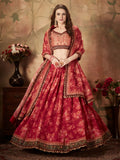 Maroon Floral Organza Lehenga Set