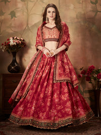 Maroon Floral Organza Lehenga Set