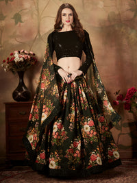 Midnight Blossom Organza Lehenga Set