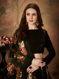 Midnight Blossom Organza Lehenga Set