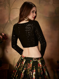 Midnight Blossom Organza Lehenga Set