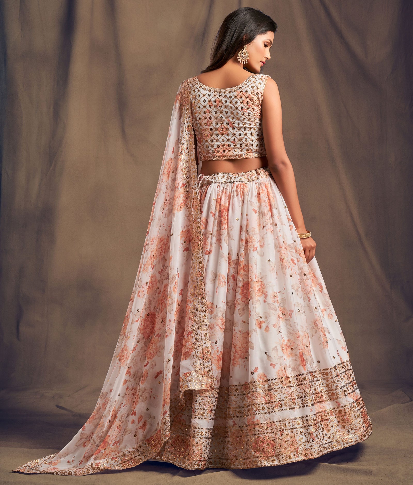 Pearl Ivory Embroidered Organza Lehenga Set