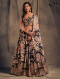 Midnight Noir Embroidered Organza Lehenga Set