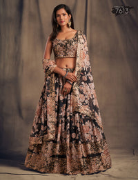 Midnight Noir Embroidered Organza Lehenga Set