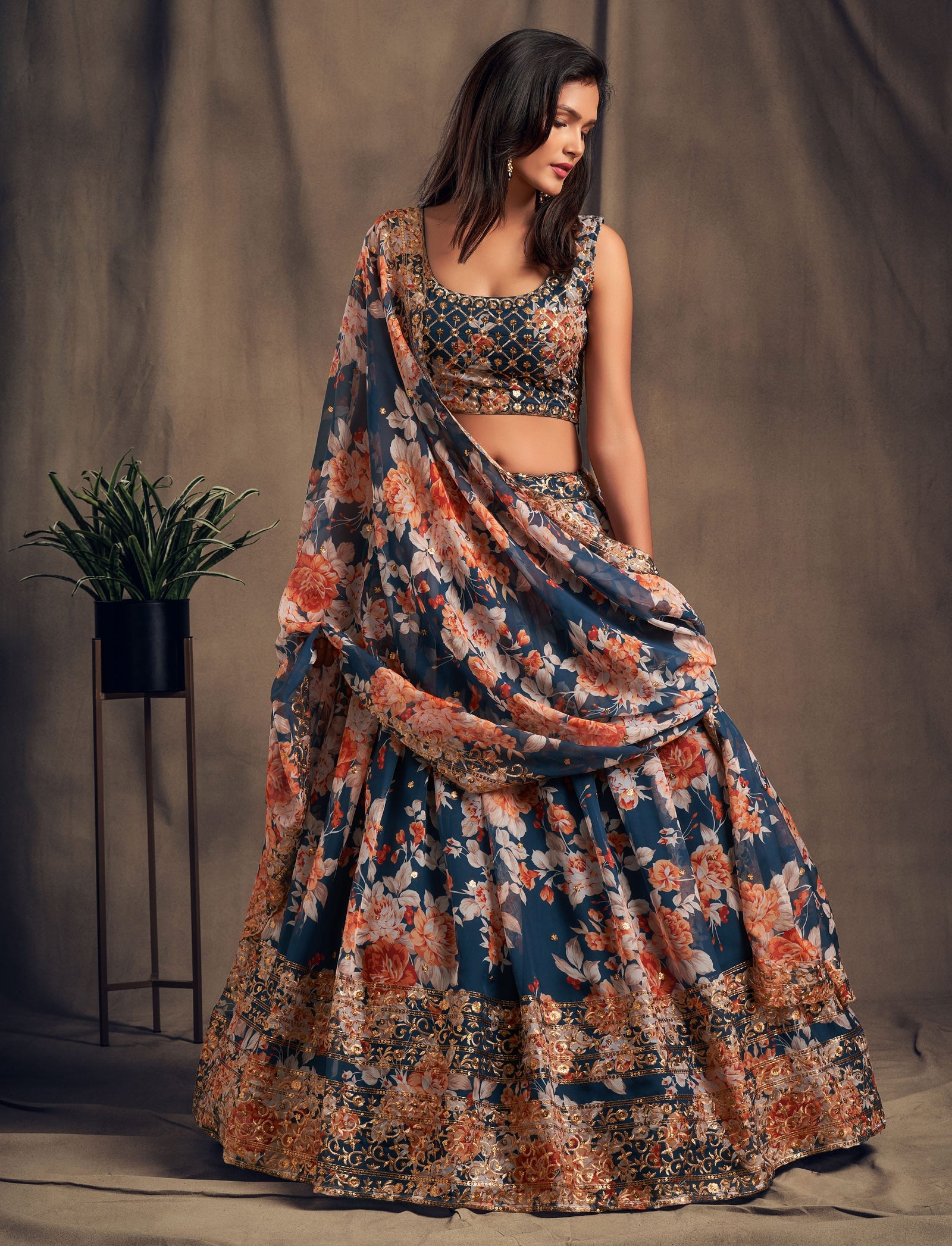 Celestial Mist Organza Lehenga Set