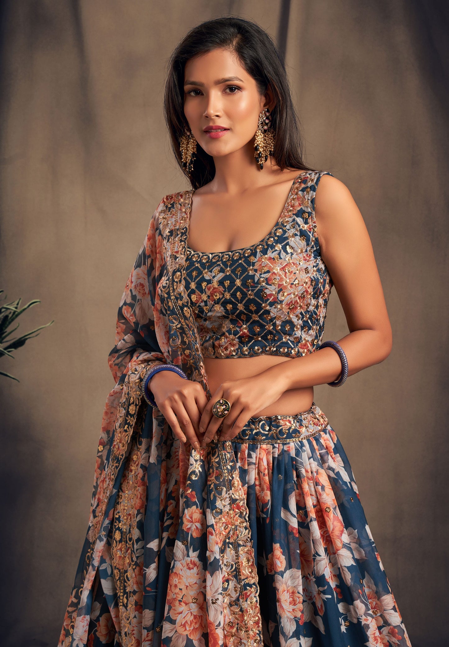 Celestial Mist Organza Lehenga Set