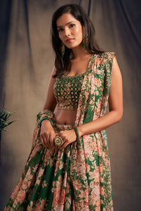 Emerald Grace Organza Lehenga Set