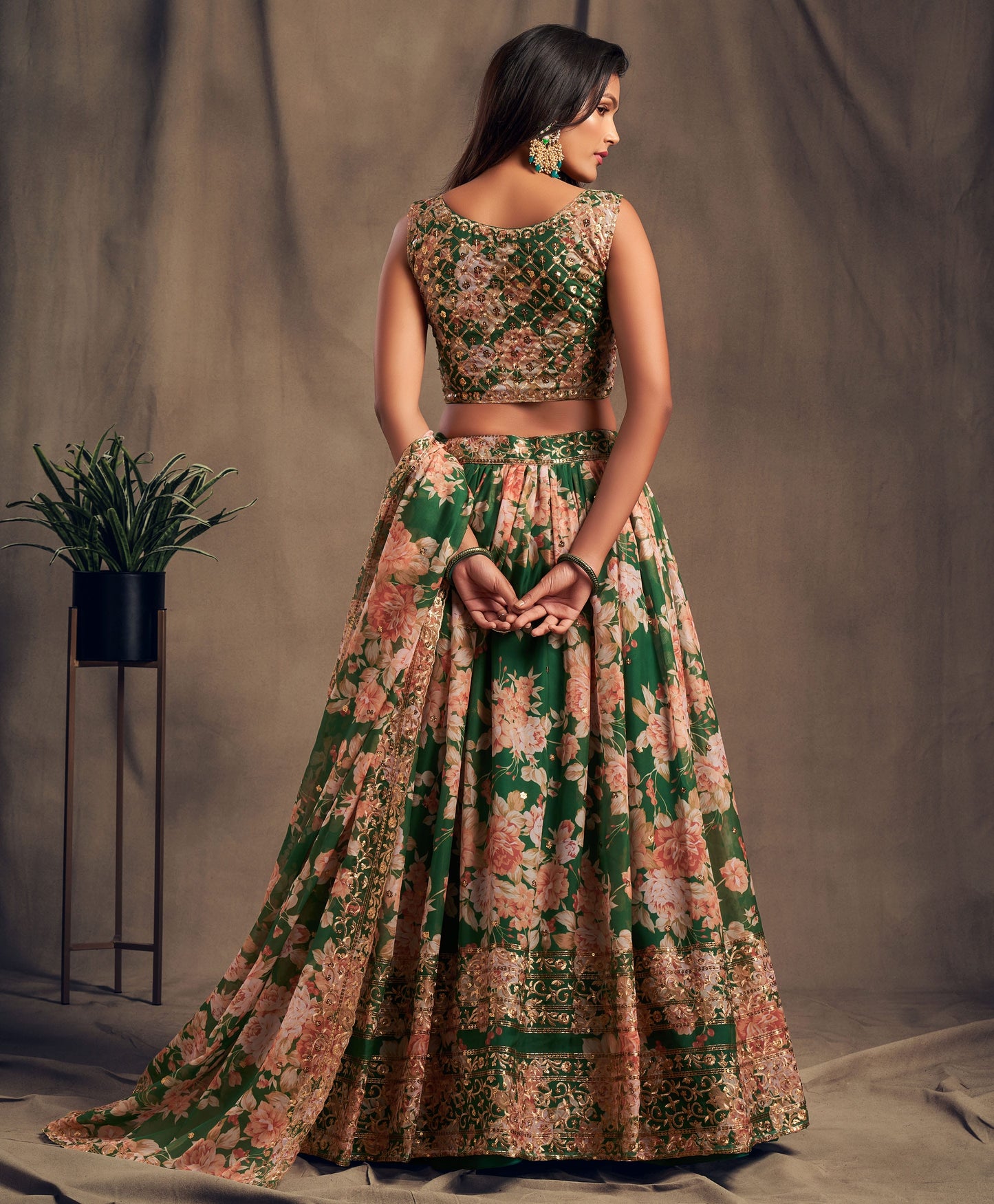 Emerald Grace Organza Lehenga Set