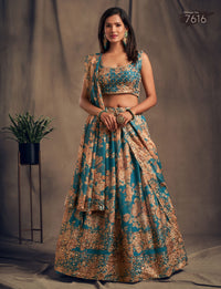 Ocean Jewel Organza Lehenga Set