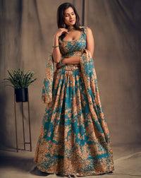 Ocean Jewel Organza Lehenga Set