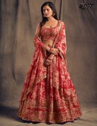 Ruby Royale Organza Lehenga Set