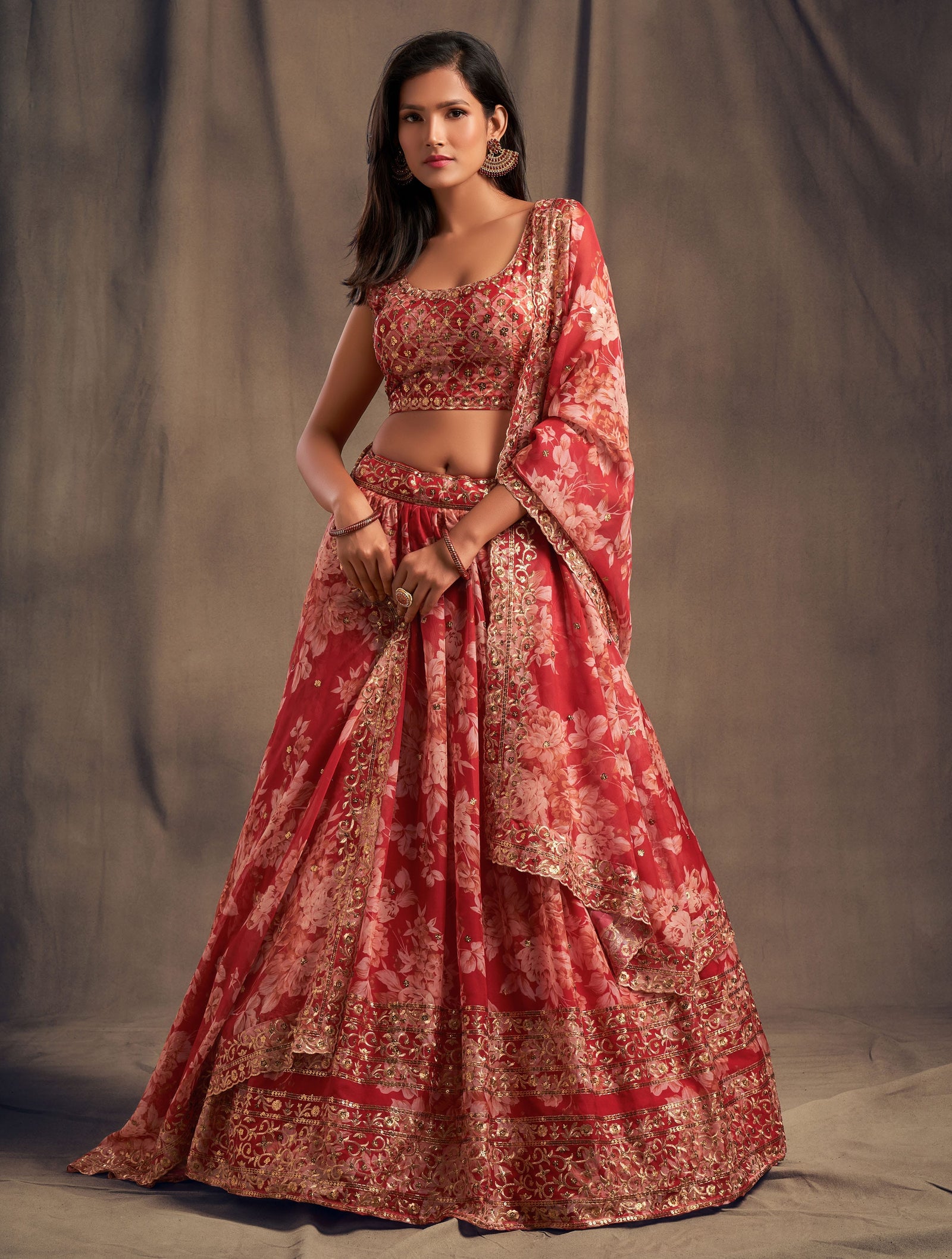 Ruby Royale Organza Lehenga Set
