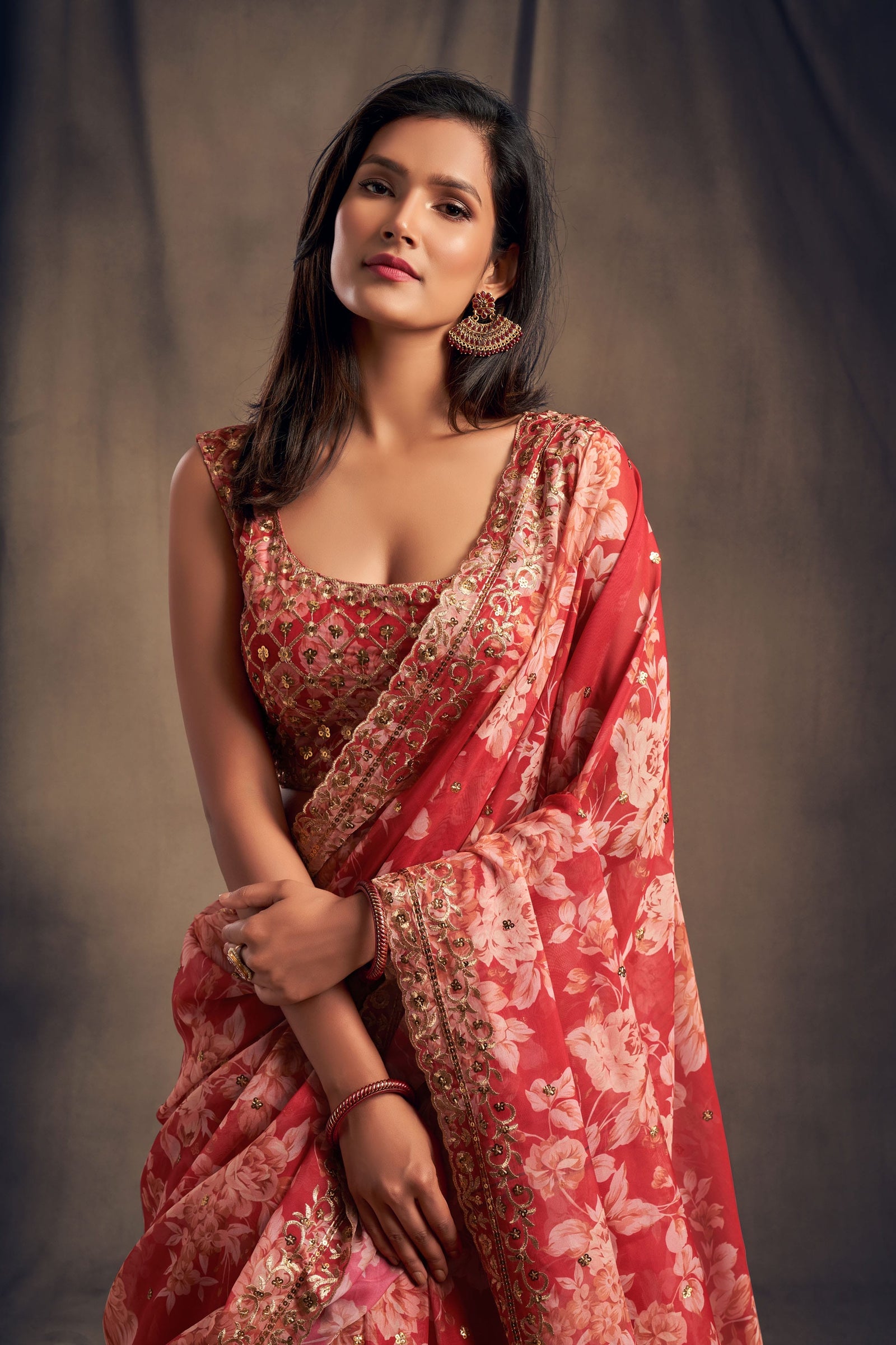 Ruby Royale Organza Lehenga Set