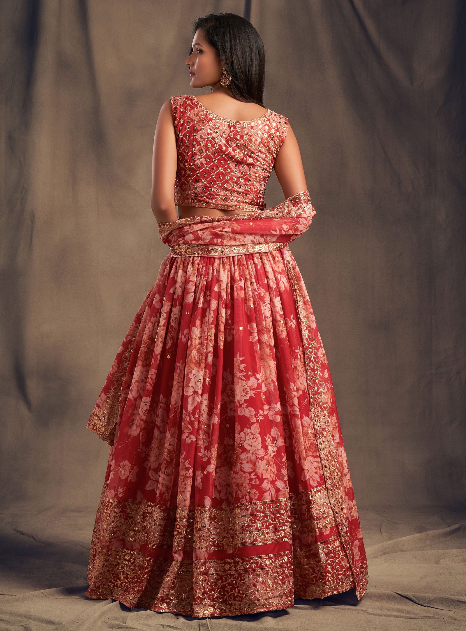 Ruby Royale Organza Lehenga Set