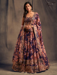 Royal Amethyst Organza Lehenga Set