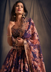 Royal Amethyst Organza Lehenga Set