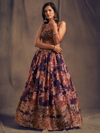 Royal Amethyst Organza Lehenga Set