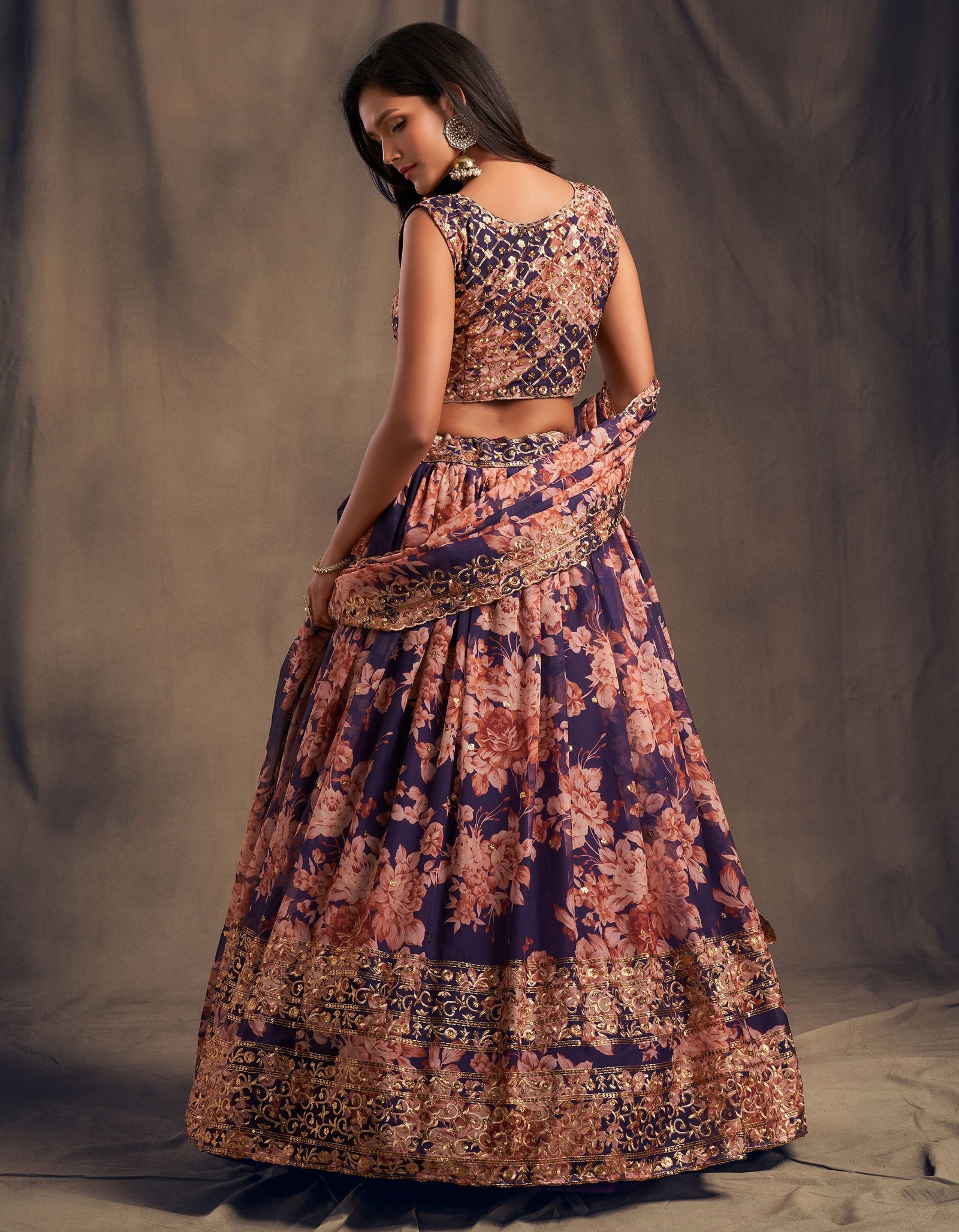 Royal Amethyst Organza Lehenga Set