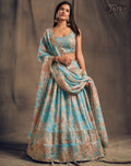 Celestial Mist Embroidered Organza Lehenga Set