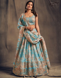 Celestial Mist Embroidered Organza Lehenga Set