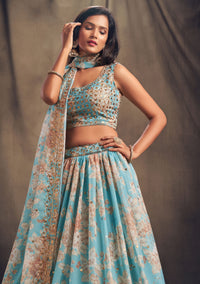 Celestial Mist Embroidered Organza Lehenga Set