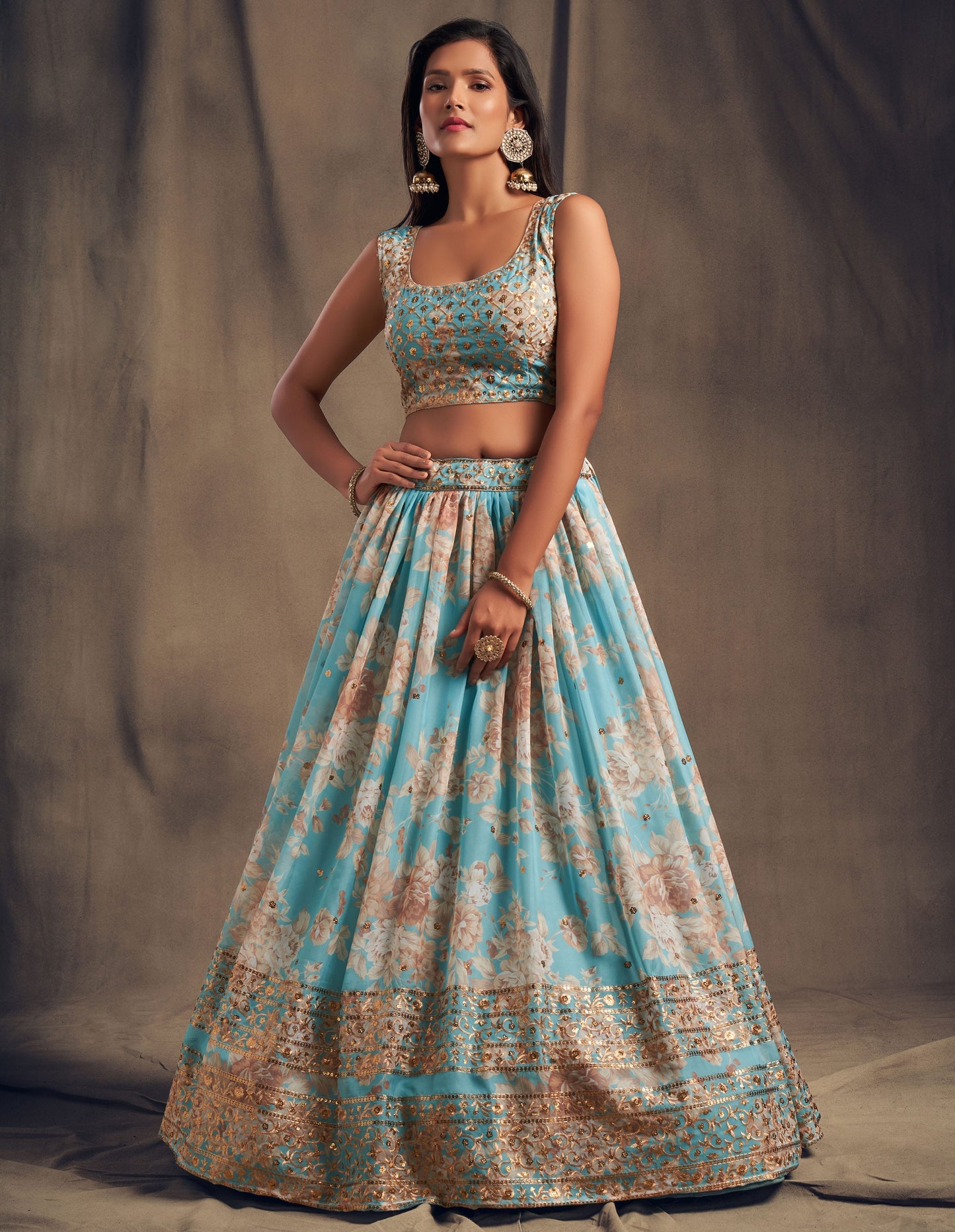 Celestial Mist Embroidered Organza Lehenga Set