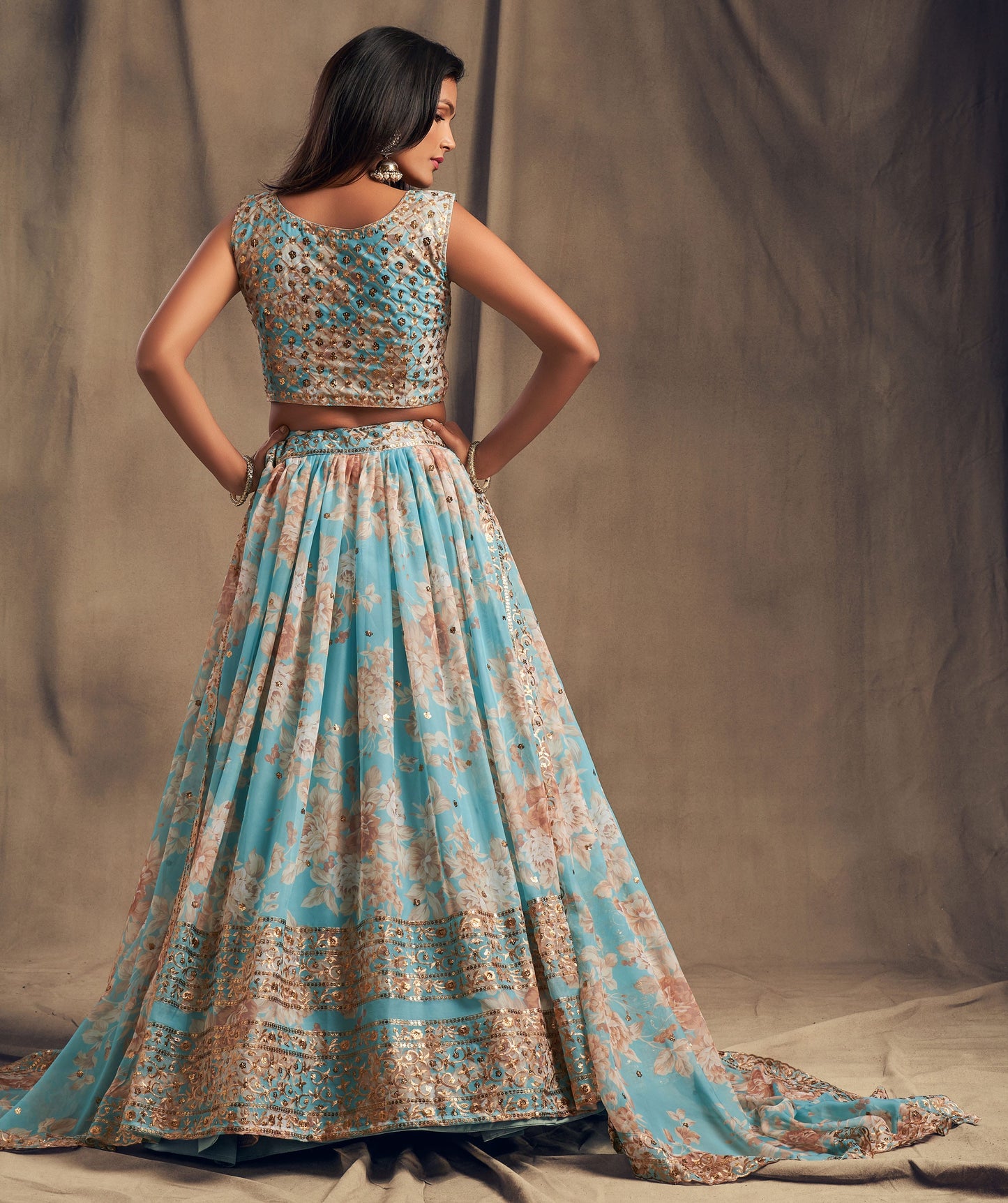 Celestial Mist Embroidered Organza Lehenga Set