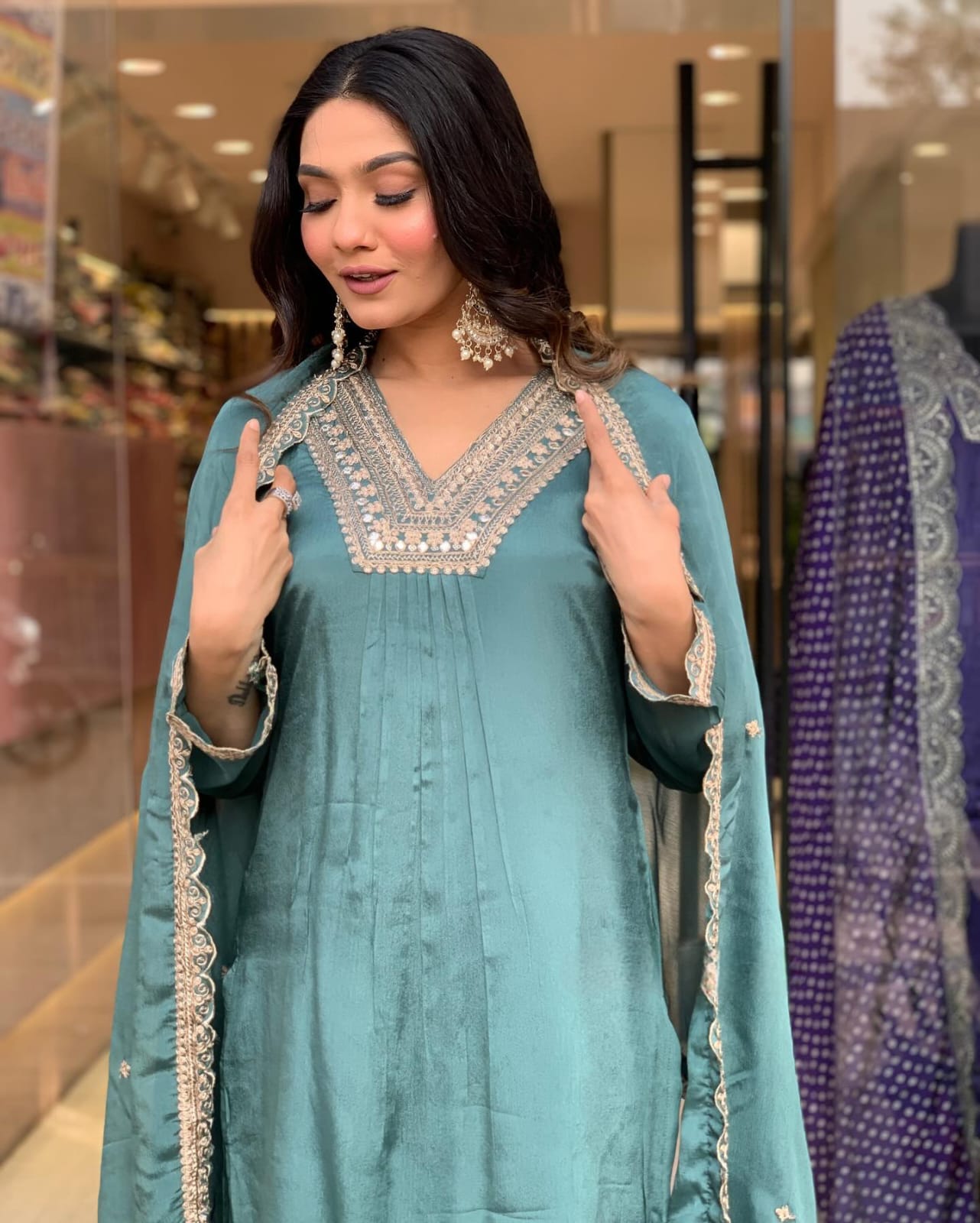Emerelle Green  Pure Chinon Suit Set