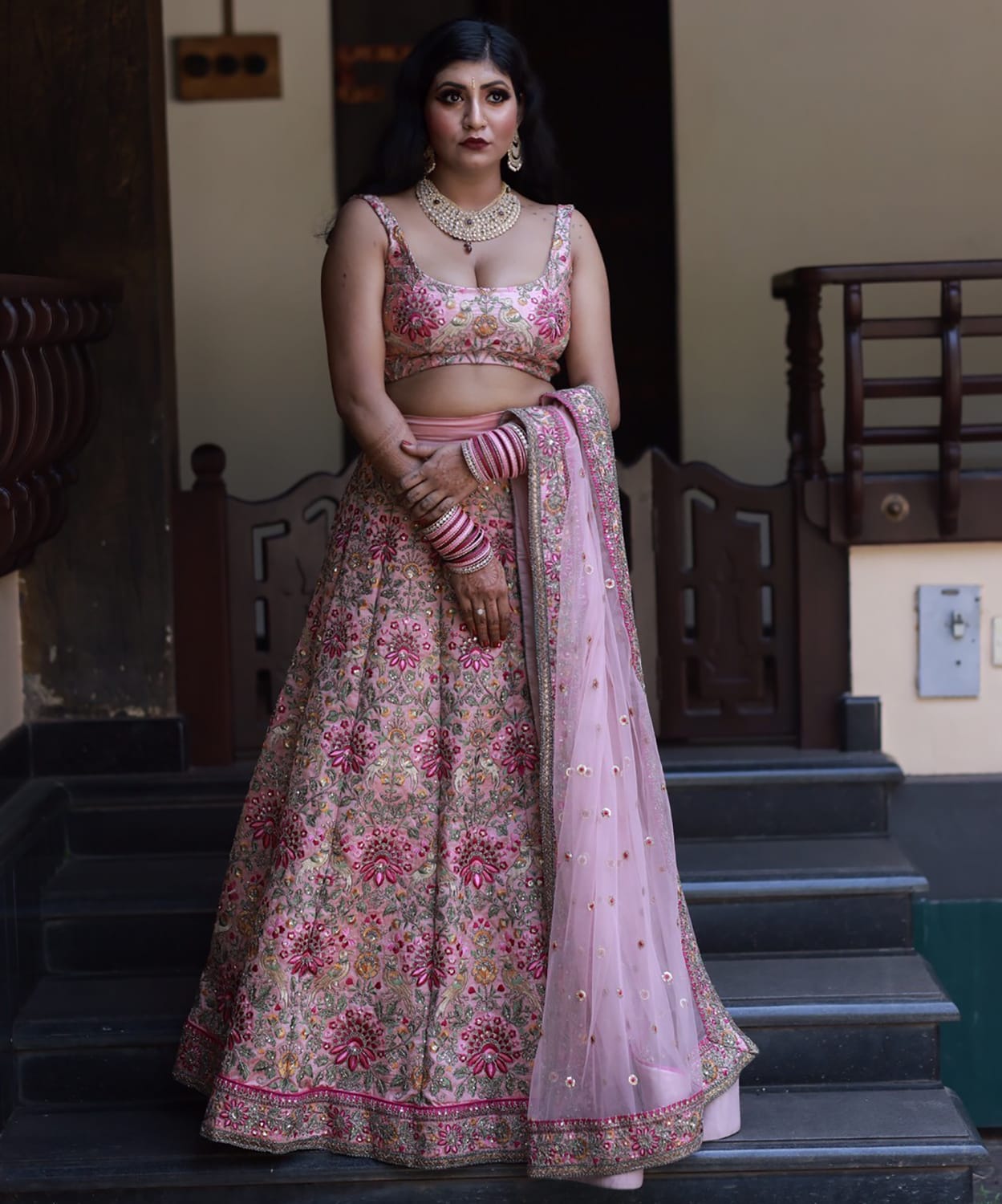 Peach Blossom Royale Taffeta Silk Lehenga Choli Set
