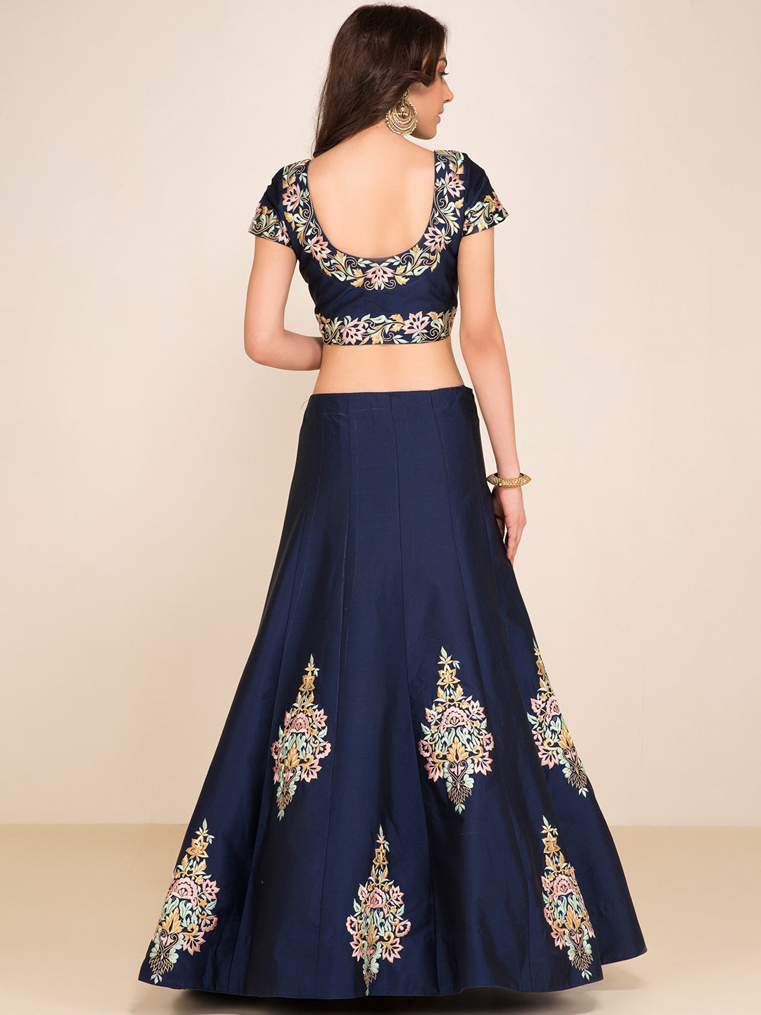 Navy Blue Sequins Embroidered Designer Lehenga Choli Set