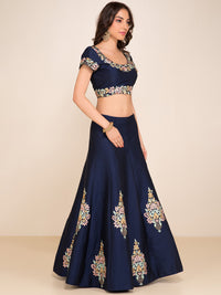 Navy Blue Sequins Embroidered Designer Lehenga Choli Set