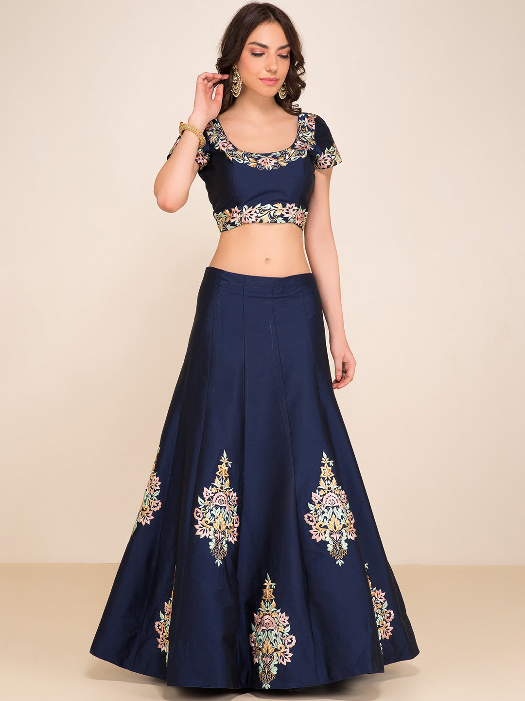 Navy Blue Sequins Embroidered Designer Lehenga Choli Set
