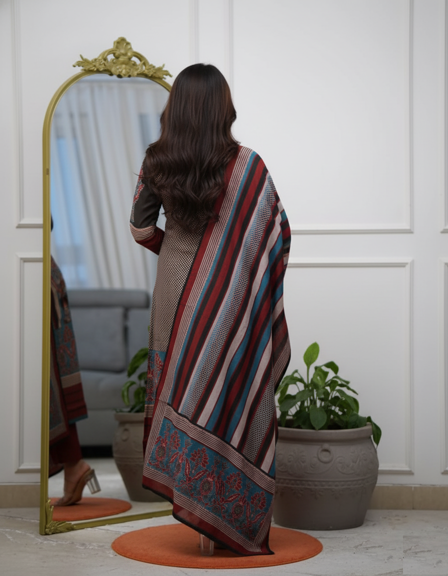 Printed Rayon A-Line Kurta Set
