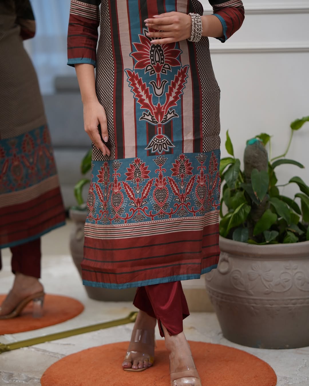 Printed Rayon A-Line Kurta Set