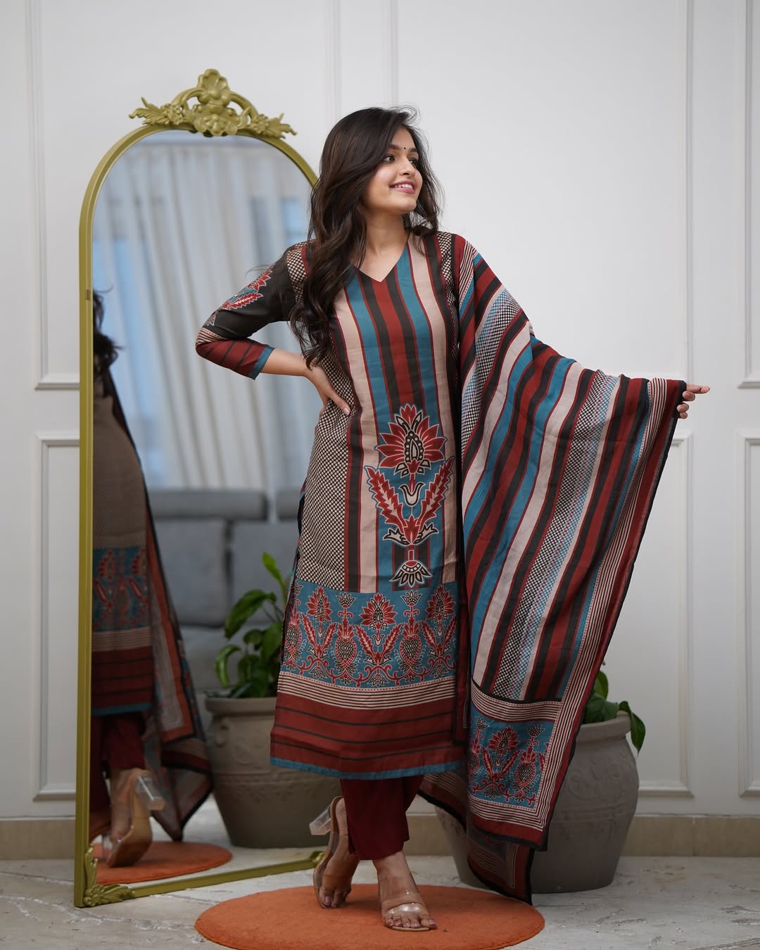 Printed Rayon A-Line Kurta Set