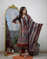 Printed Rayon A-Line Kurta Set