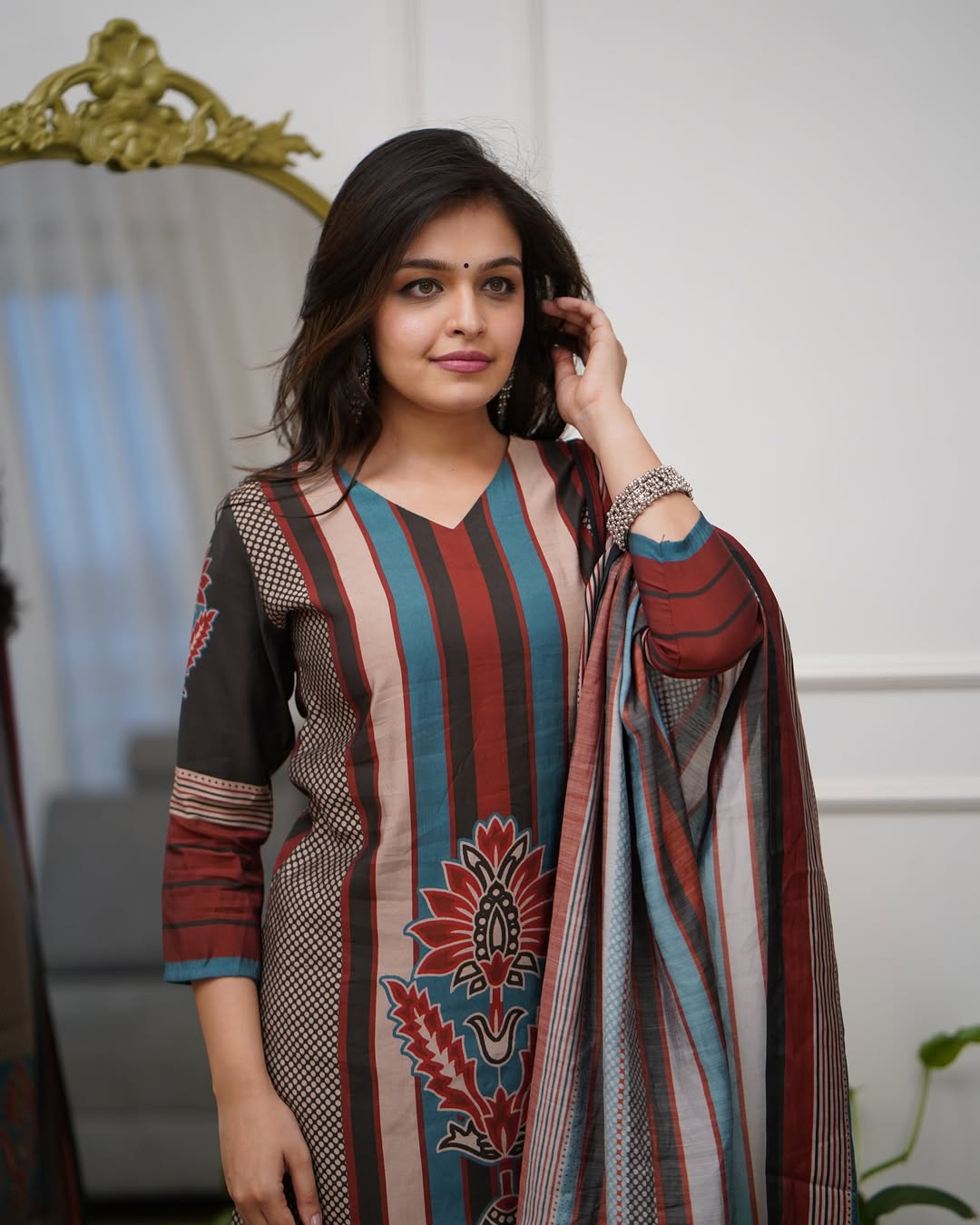 Printed Rayon A-Line Kurta Set