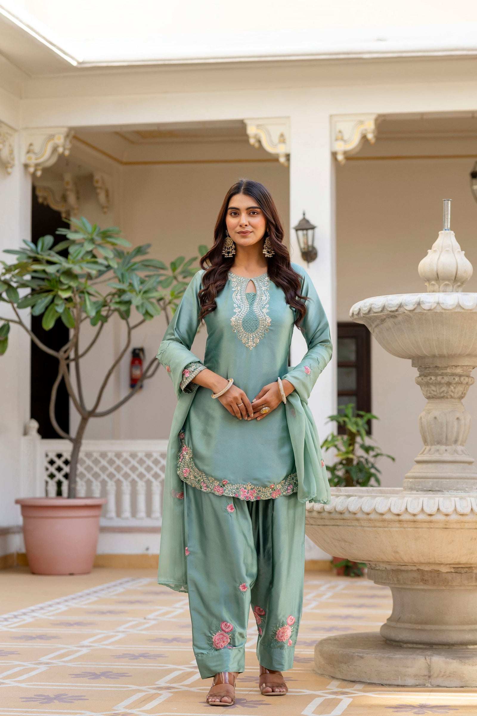 Pista Embroidered Designer Suit Set