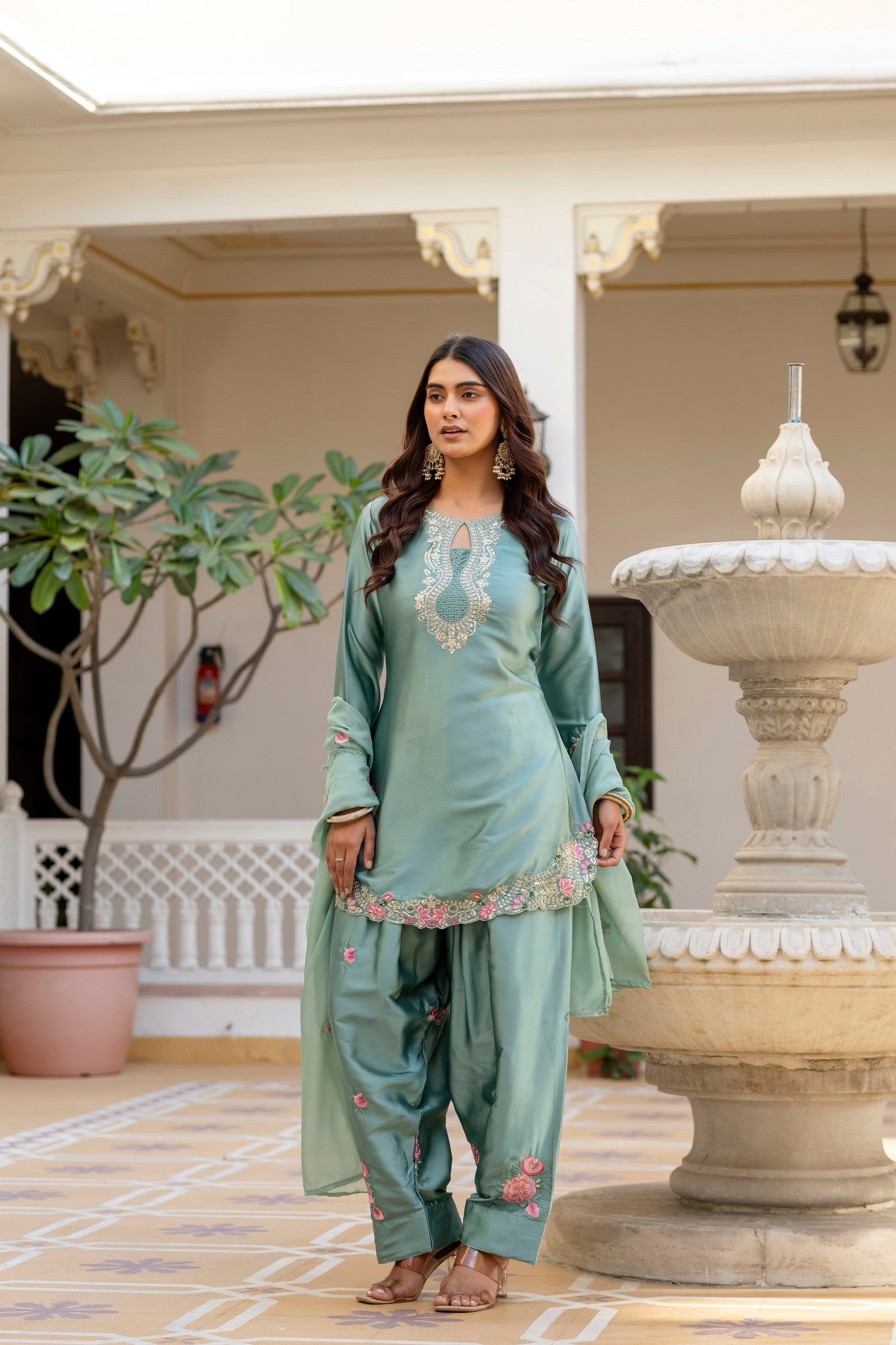 Pista Embroidered Designer Suit Set