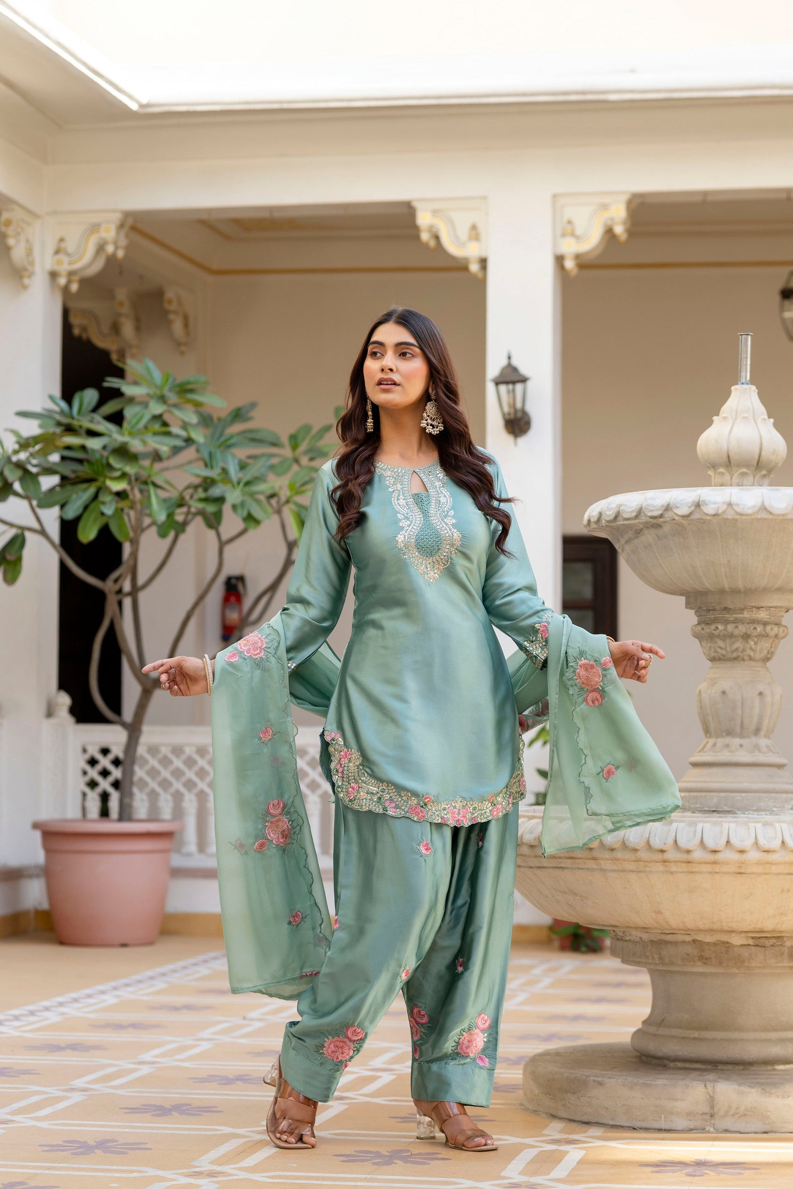 Pista Embroidered Designer Suit Set
