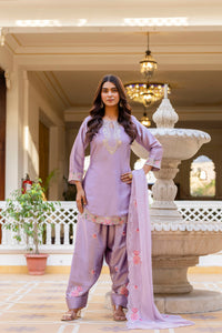 Purple Embroidered Designer Suit Set