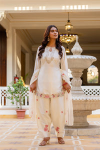 White Embroidered Designer Suit Set