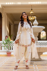 White Embroidered Designer Suit Set