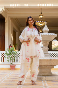White Embroidered Designer Suit Set