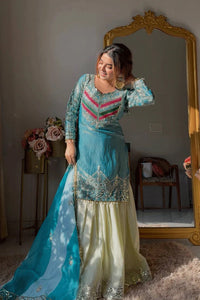 Rama Embroidered Satin Silk Gharara Set