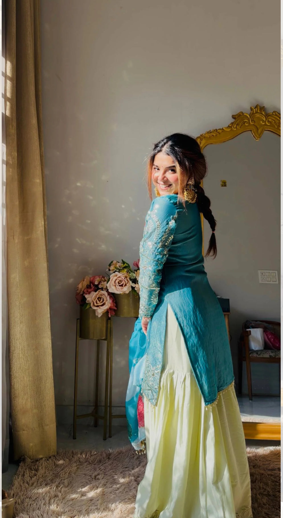 Rama Embroidered Satin Silk Gharara Set