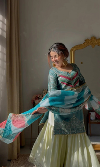 Rama Embroidered Satin Silk Gharara Set